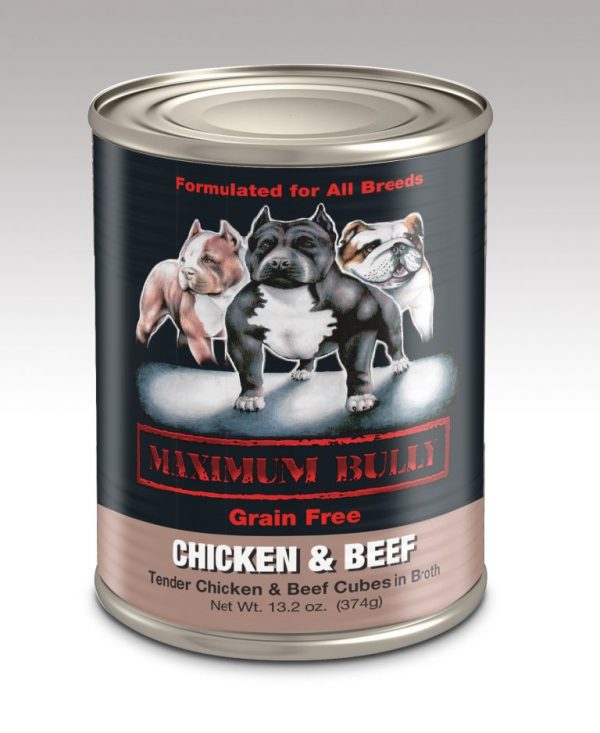 Maximum Bully Chicken and Beef Cubes in Broth Canned Wet Dog Food