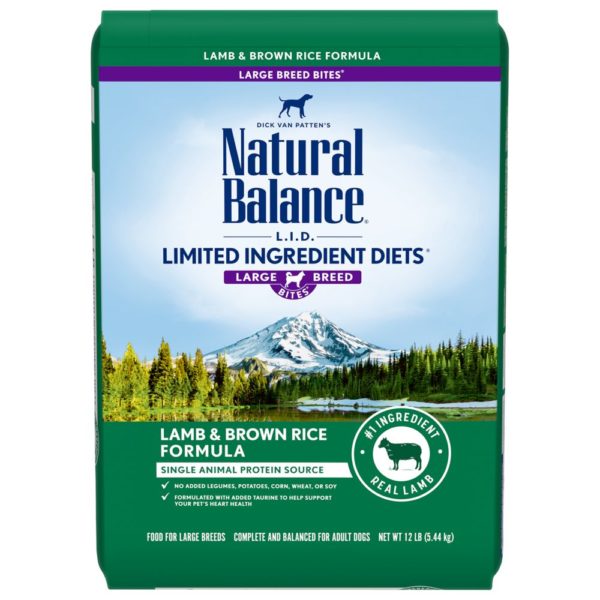 Natural balance LID lamb and brown rice formula large breed,  26lb