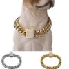 14mm Wide Cuban Link Dog Collar- Gold - Image 5