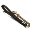 Stainless Steel Dog Lead W/ Heavy Duty Leather Handle- Gold - Image 5