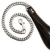 Stainless Steel Dog Lead W/ Heavy Duty Leather Handle- Silver - Image 2