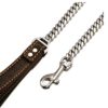 Stainless Steel Dog Lead W/ Heavy Duty Leather Handle- Silver - Image 3